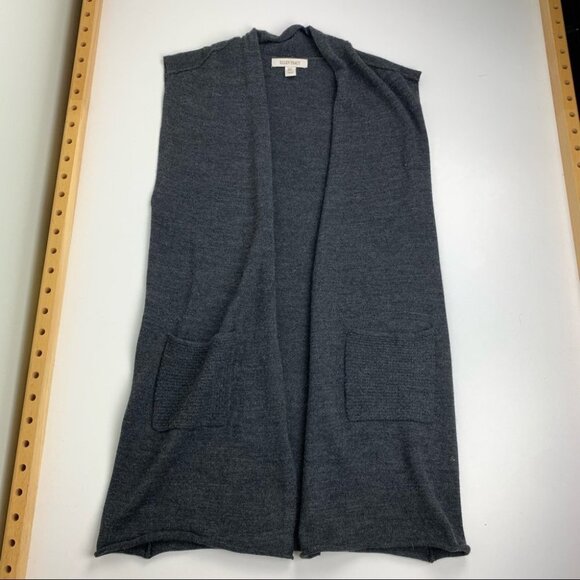 Ellen Tracy Long Wool Blend Open Vest size small - Picture 2 of 6